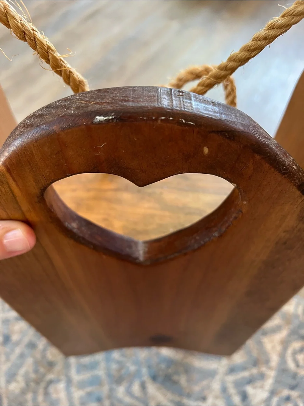 Rustic Heart Wooden Wall Shelf - Brown sleigh 24.5 inches long